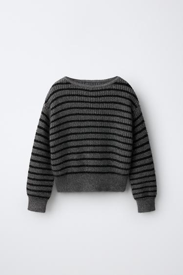 METALLIC KNIT JUMPER WITH SCARF — striped 2
