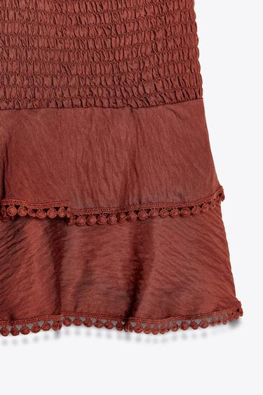 RUFFLED LACE SKORT - Terracotta by Zara - Image 5