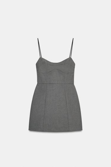 VESTIDO CORTO TIRANTES - Carbón de Zara
