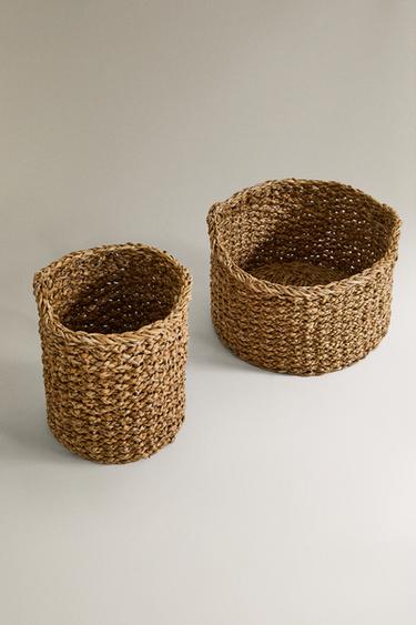ΣΤΡΟΓΓΥΛΟ ΚΑΛΑΘΙ SEAGRASS - Μπεζ ανοιχτό του Zara - Εικόνα 0