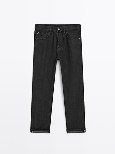 Jeans selvedge fit - Gris Antracita de Zara