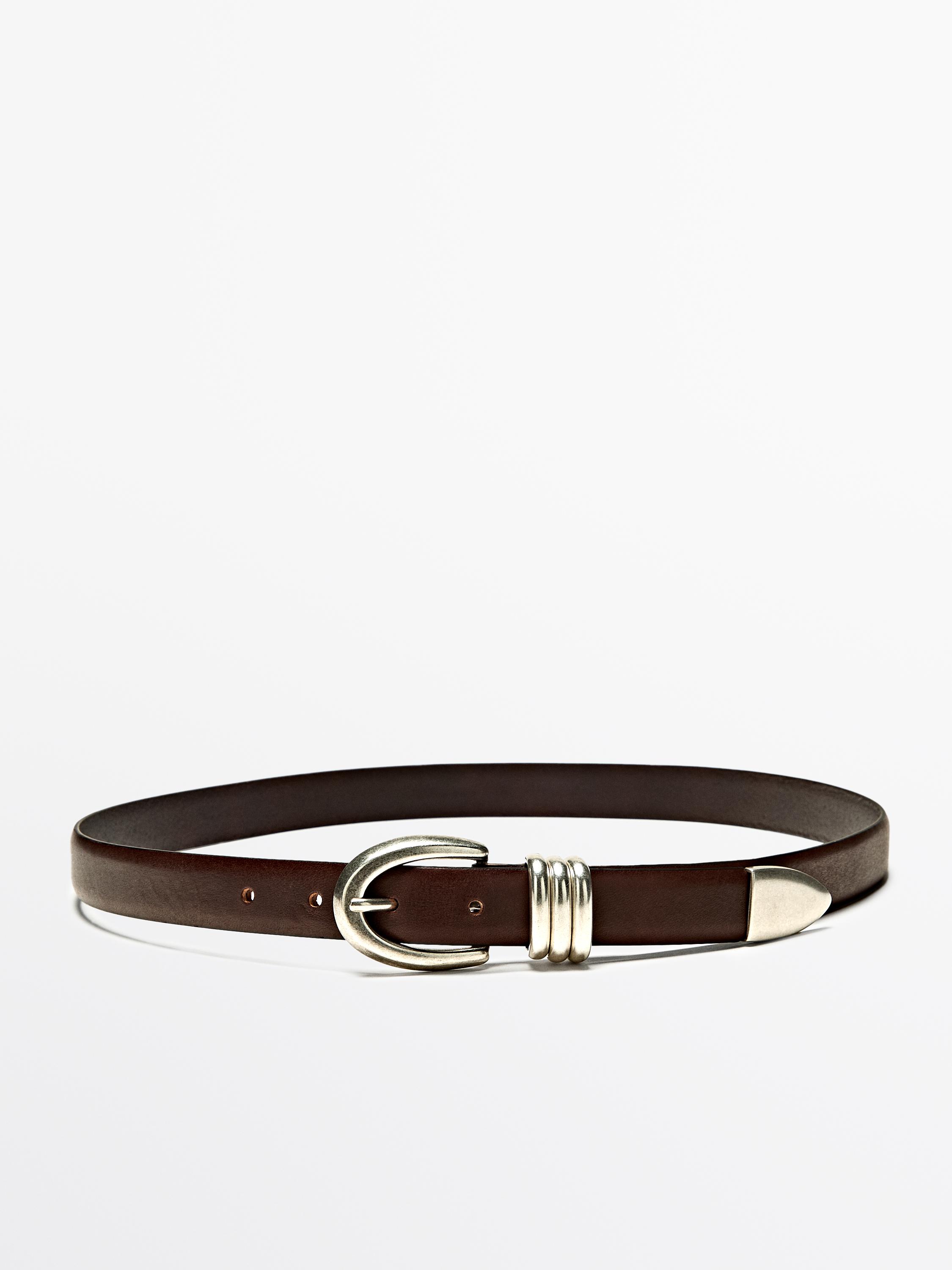 Ceinture en cuir nappa détail métallique