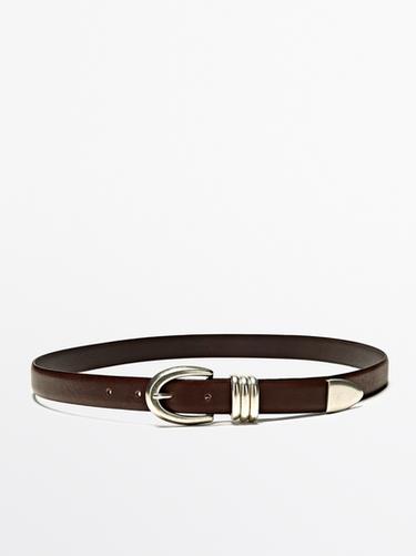 Cinturón piel napa detalle metálico - Marrón de Zara