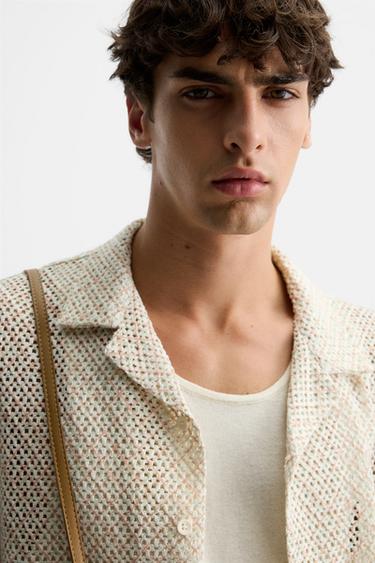 TEXTURED SHIRT WITH CUTWORK - Beige-pink by Zara - Image 6