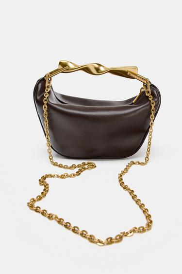 MINI BAG WITH METAL HANDLE - Burgundy Red by Zara