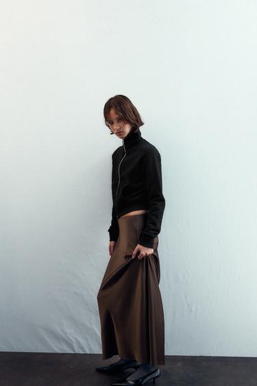 SATIN MIDI SKIRT - Chocolate by Zara - Image 3