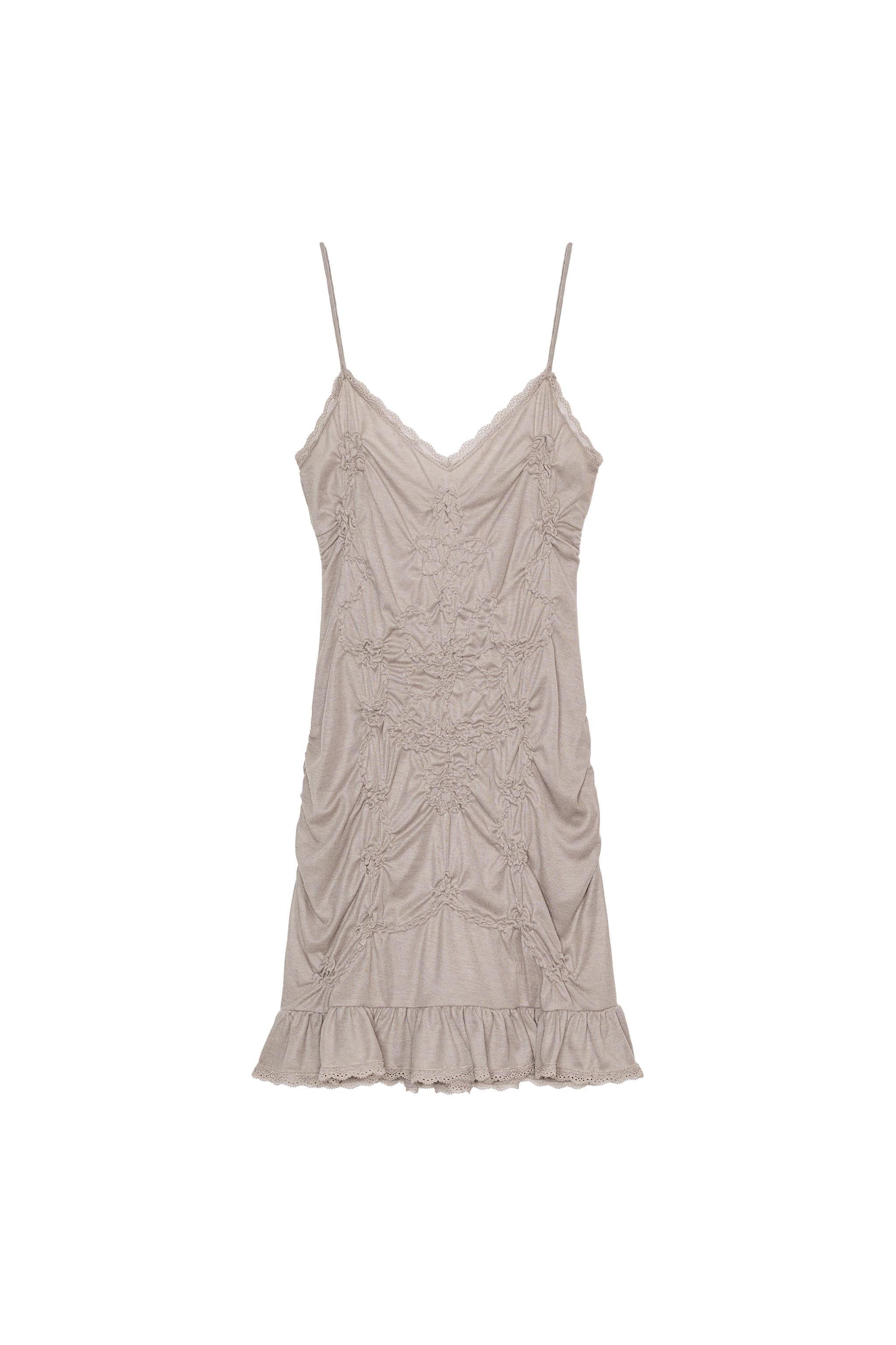 GATHERED SHORT DRESS WITH LACE