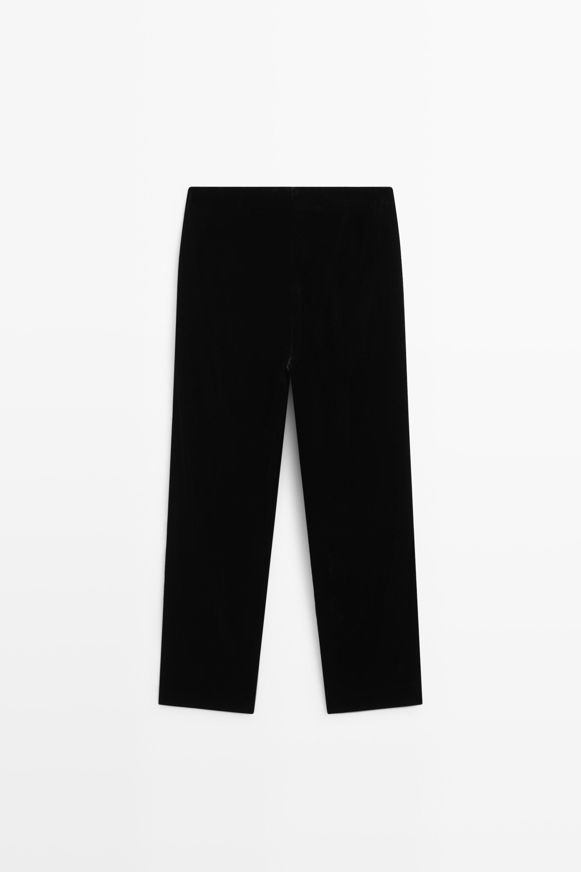 Pantalon droit en velours avec détail brandebourg