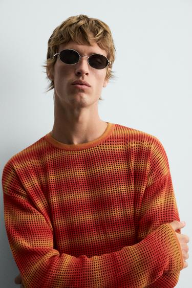 PULL AJOURÉ À RAYURES - Orange de Zara - Image 5