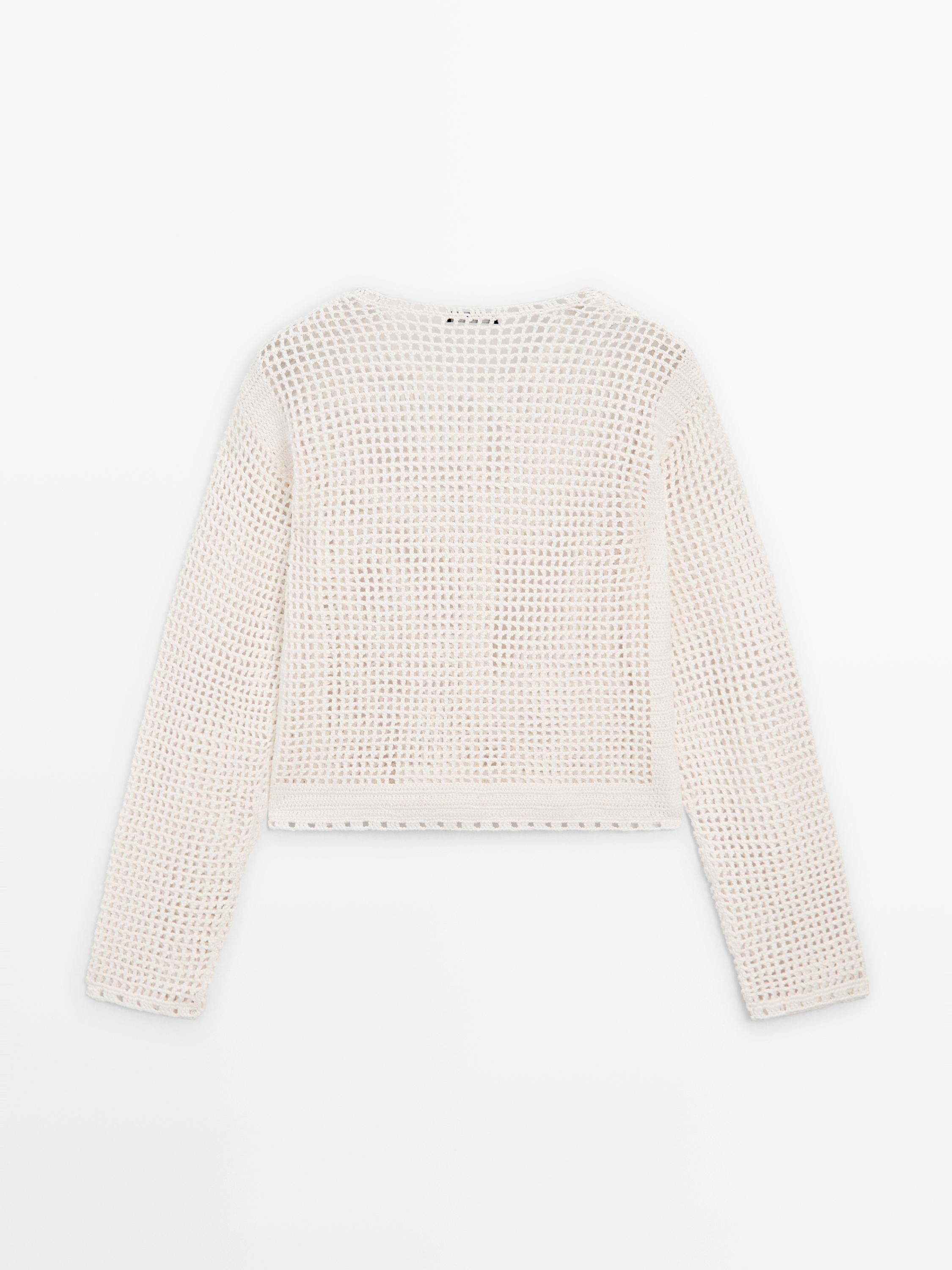 100% cotton openwork crochet cardigan