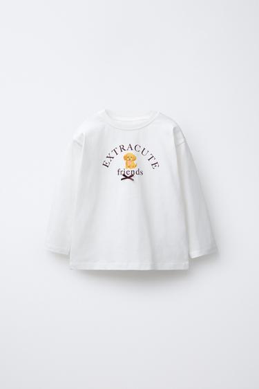 ANIMAL T-SHIRT WITH BOW - Ecru by Zara - Image 0