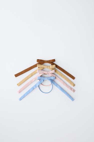 LOT DE QUATRE CHOUCHOUS NŒUDS EFFET DAIM - Kaki de Zara