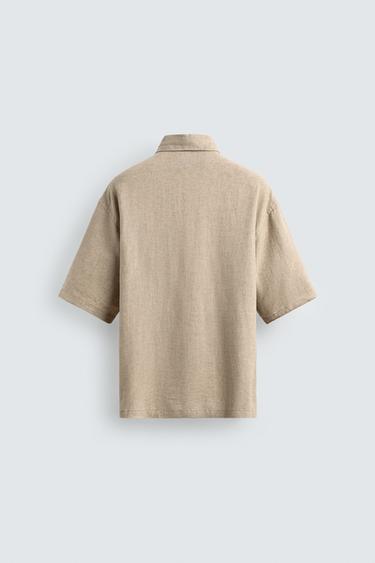 REGULAR FIT LINEN-VISCOSE POLO SHIRT - Sand by Zara - Image 6