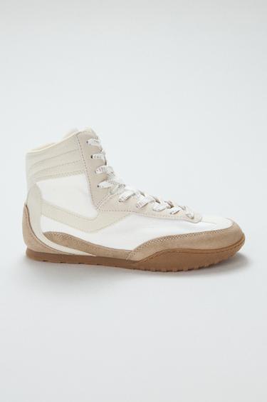Zara SPORTY ANKLE BOOTS - Off White