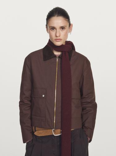Zara Short jacket with corduroy collar detail - white