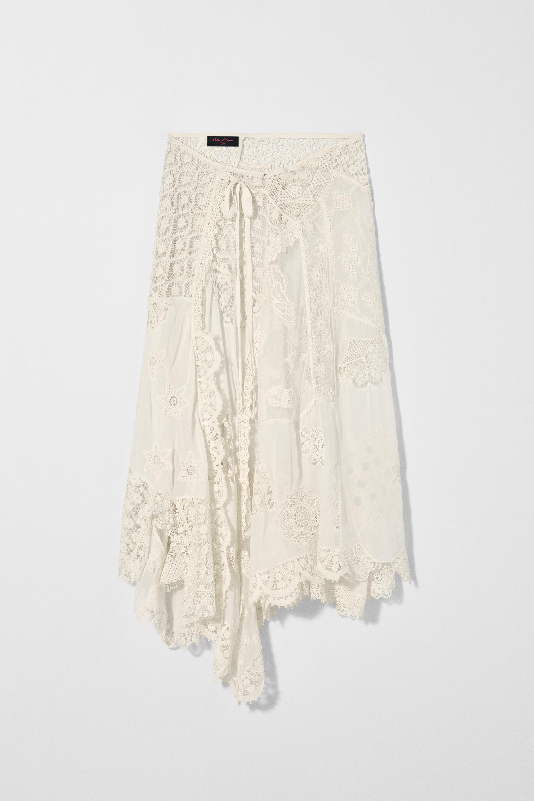 KATE MOSS x ZARA パッチワークミディスカート 6895/070 PATCHWORK MIDI SKIRT KATE MOSS X ZARA - Oyster-white | ZARA