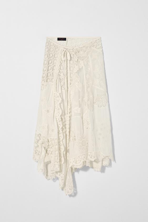 FALDA MIDI PATCHWORK KATE MOSS X ZARA - Blanco roto | ZARA Estados ...