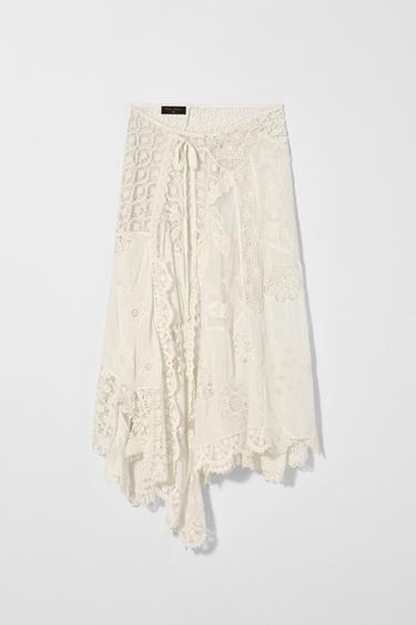 PATCHWORK MIDI SKIRT KATE MOSS X ZARA - Oyster-white by Zara - Image 0