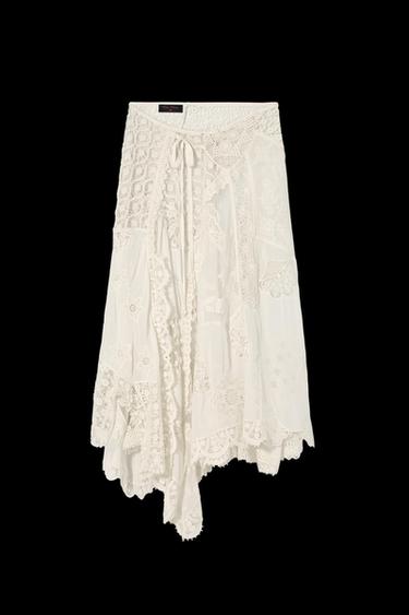 PATCHWORK MIDI SKIRT KATE MOSS X ZARA - Oyster-white by Zara - Image 0