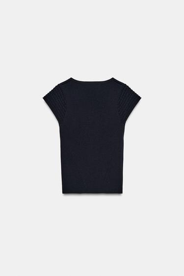 CONTRAST KNIT TOP - Navy blue by Zara - Image 6
