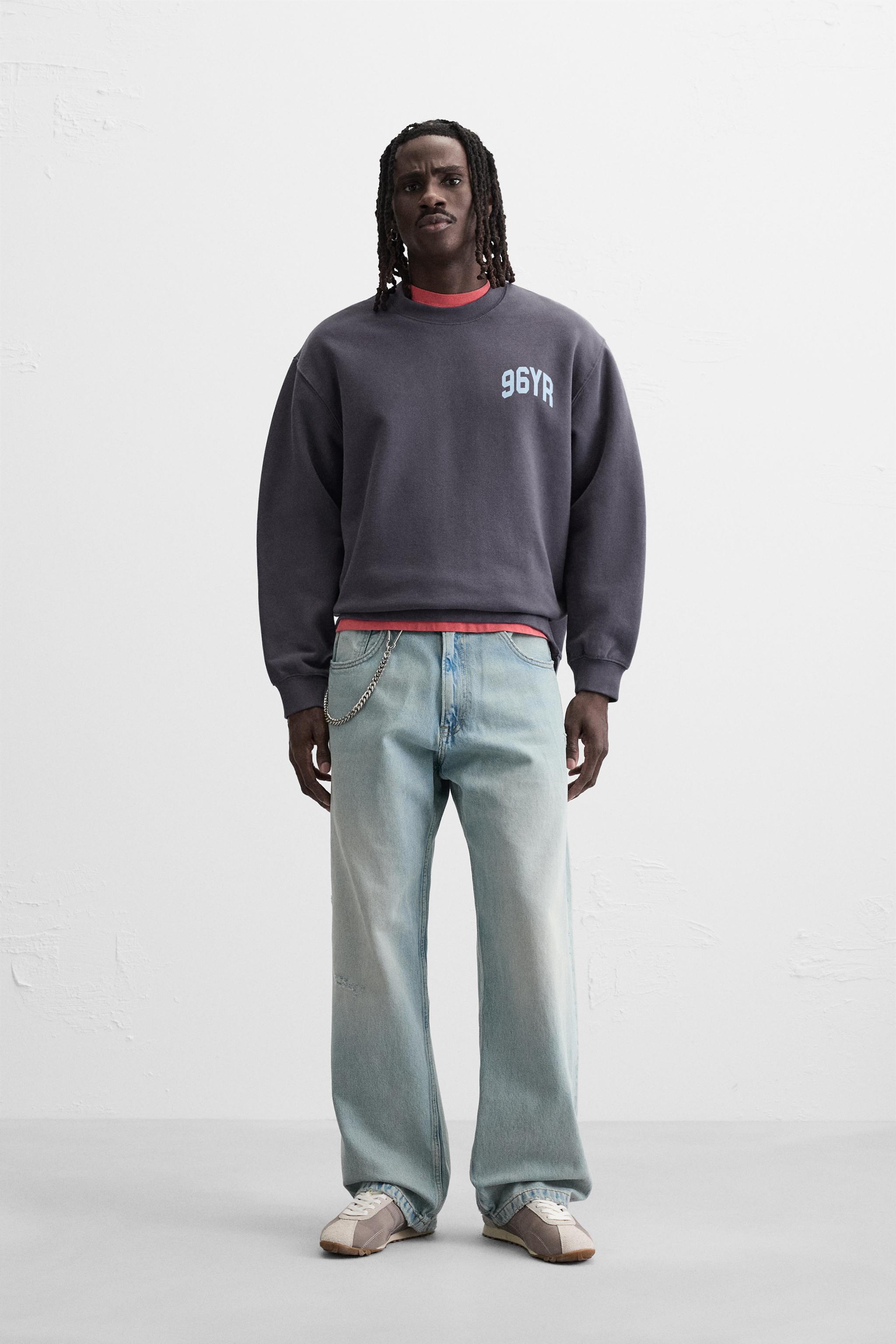 TEXT CREWNECK SWEATSHIRT - Purple | ZARA United States
