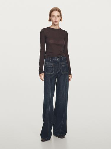 Zara Mid-rise wide-leg jeans - Mid-blue