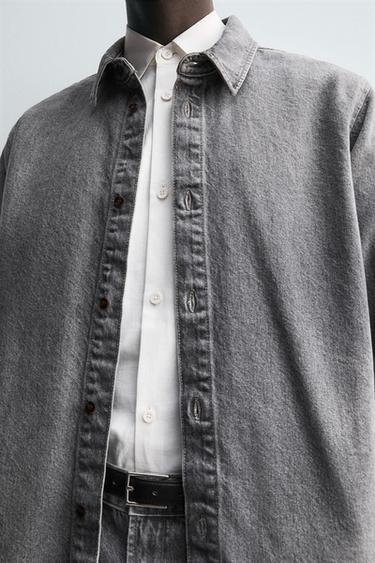 CHEMISE EN JEAN DÉLAVÉE - Gris de Zara - Image 6