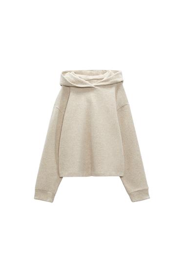 PLUSH SOFT PRINT HOODED SWEATSHIRT