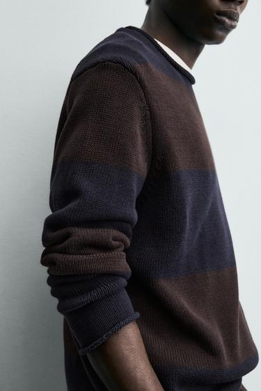 STRIPED JACQUARD JUMPER - Brown-Blue by Zara - Image 4