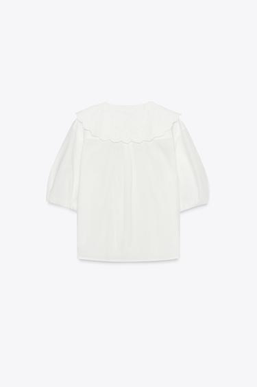 EMBROIDERED PETER PAN COLLAR SHIRT - White by Zara - Image 6