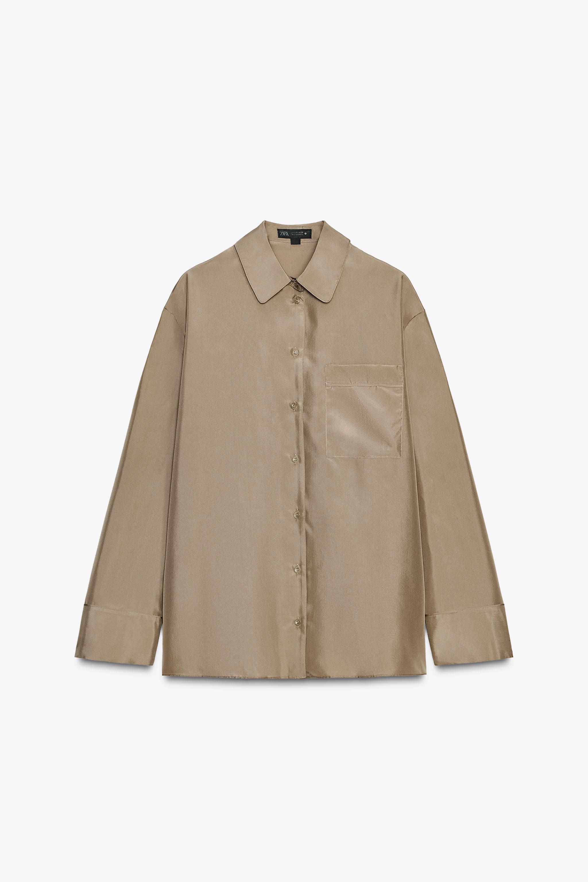 トップス Silky Pocket Shirts ZW COLLECTION SILK POCKET SHIRT - Caramel | ZARA United States