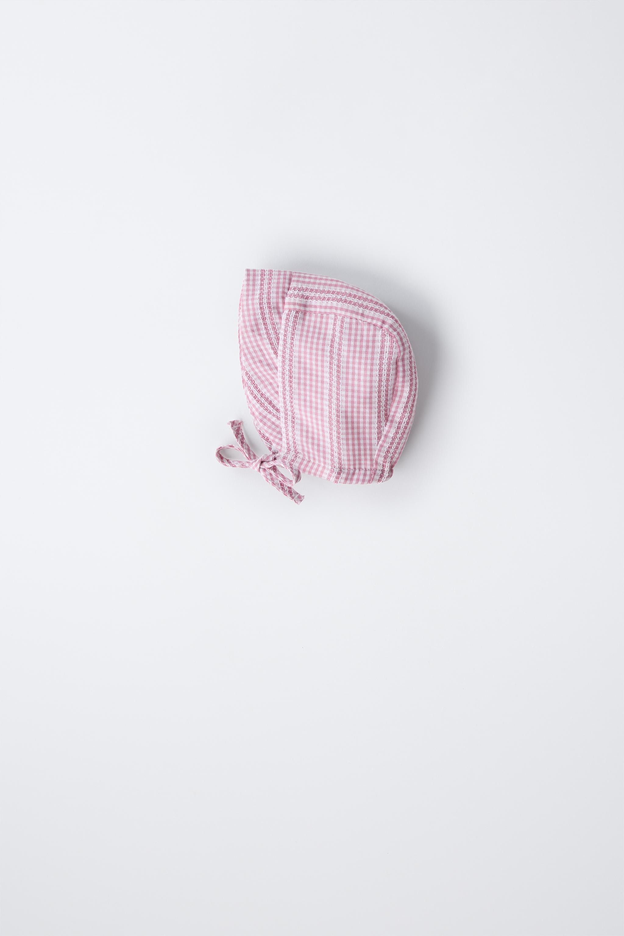 EMBROIDERED GINGHAM BONNET