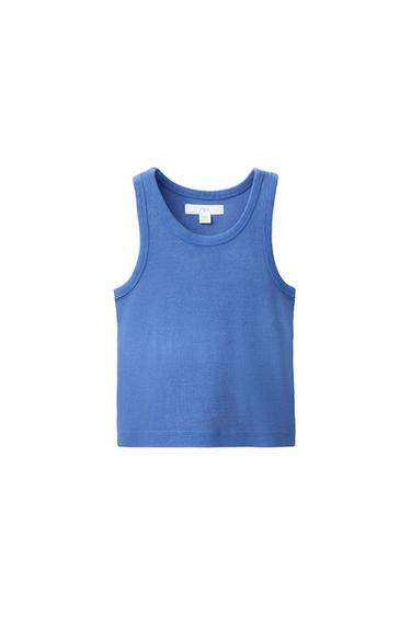 RIBBED RACERBACK TOP - Bluish by Zara