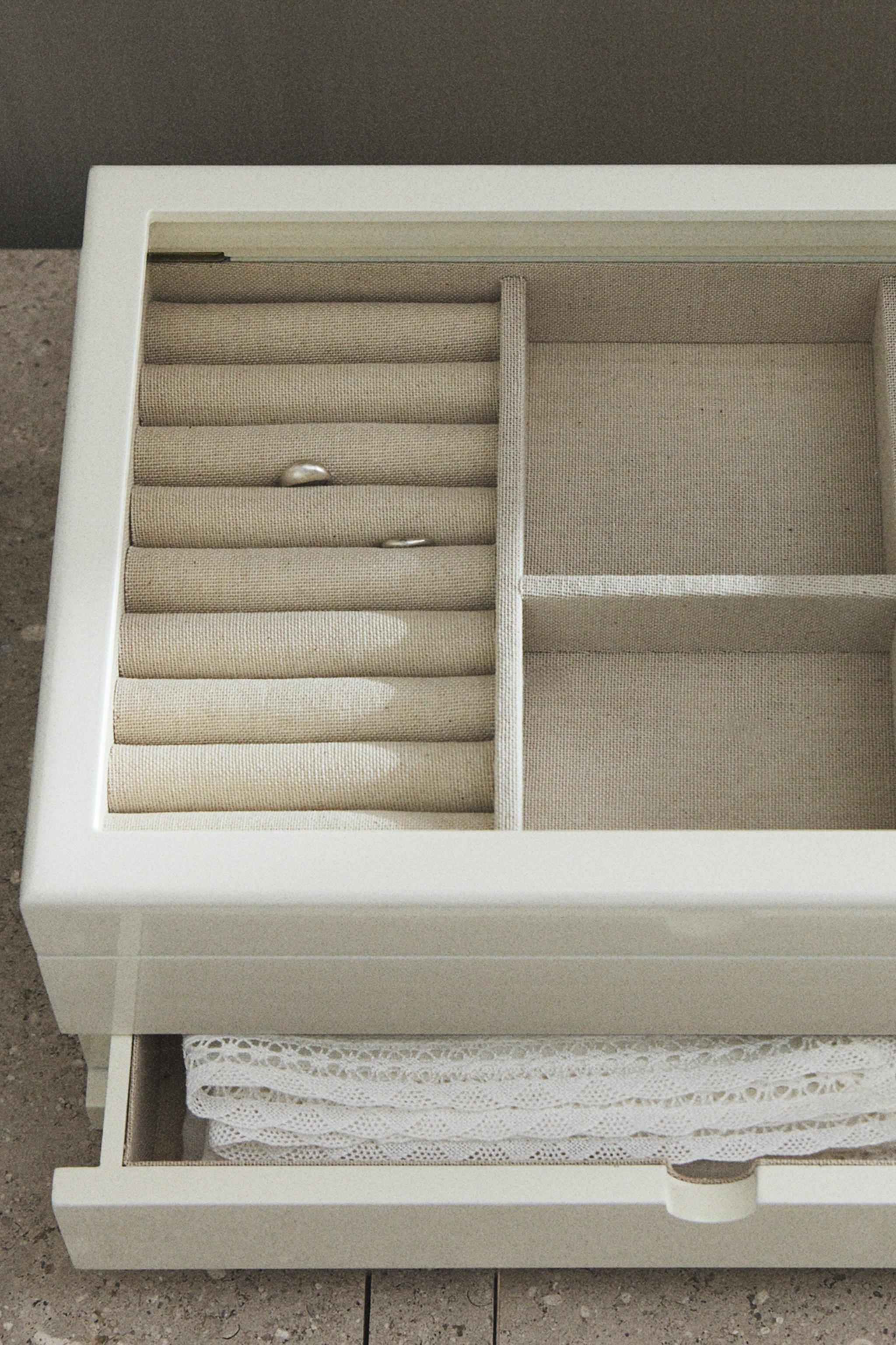 ラッカー ジュエリーボックス 引き出し フタ 小 - ホワイト