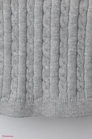 BUTTERBEAR © CABLE-KNIT POLO SHIRT - Grey marl by Zara - Image 3