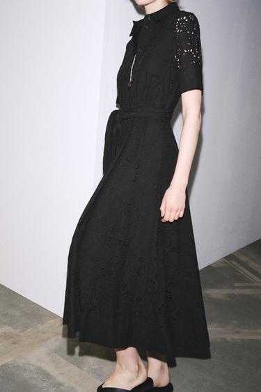 ZW COLLECTION EMBROIDERED SHIRT DRESS - Black by Zara - Image 5