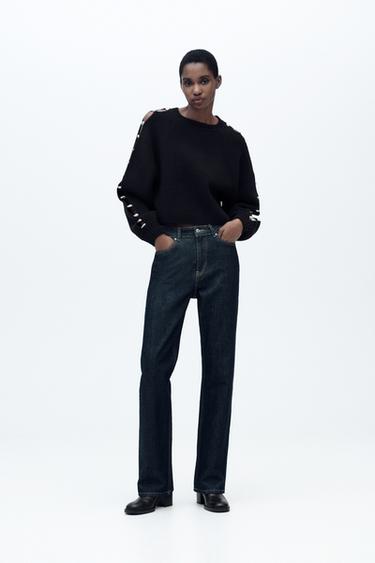 SUÉTER PUNTO MANGA BOLAS - Negro de Zara - Imagen 0