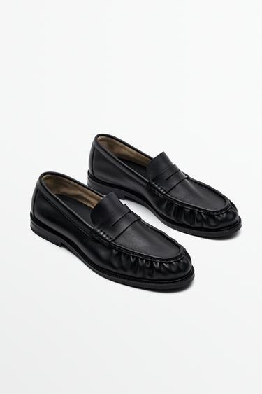 Shirred leather loafer — Black 2