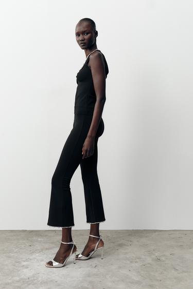PANTALON ÉVASÉ STRETCH PERLES - Noir de Zara - Image 2