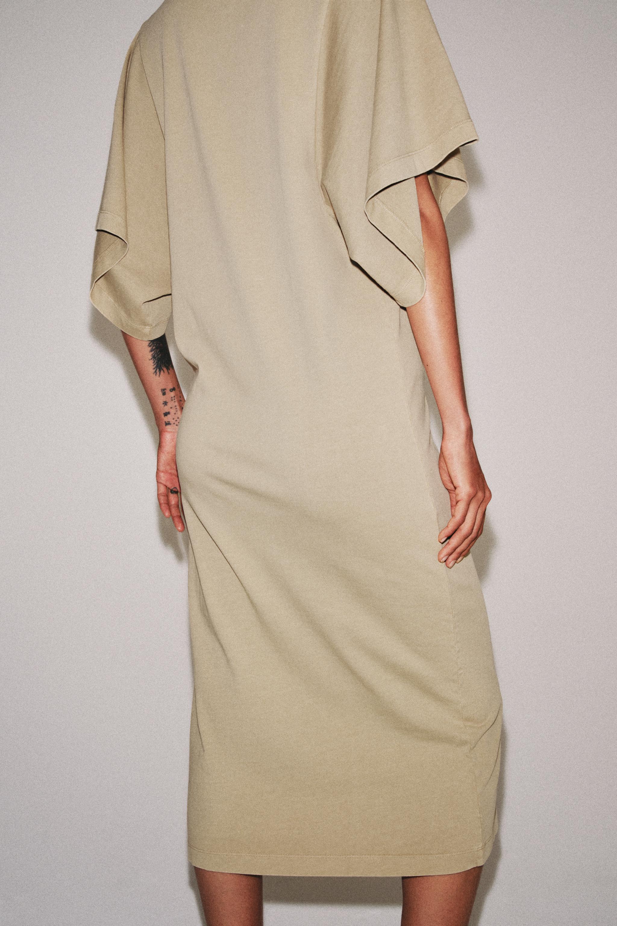 COTTON MIDI DRESS - Mid-camel | ZARA United States