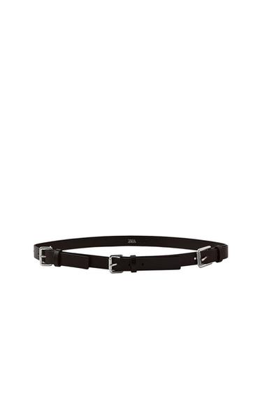 CINTURÓN PIEL 100% HEBILLA MULTIPOSICIÓN - Marrón de Zara