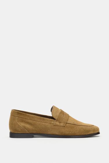 SPLIT SUEDE LOAFERS - Sand Brown by Zara