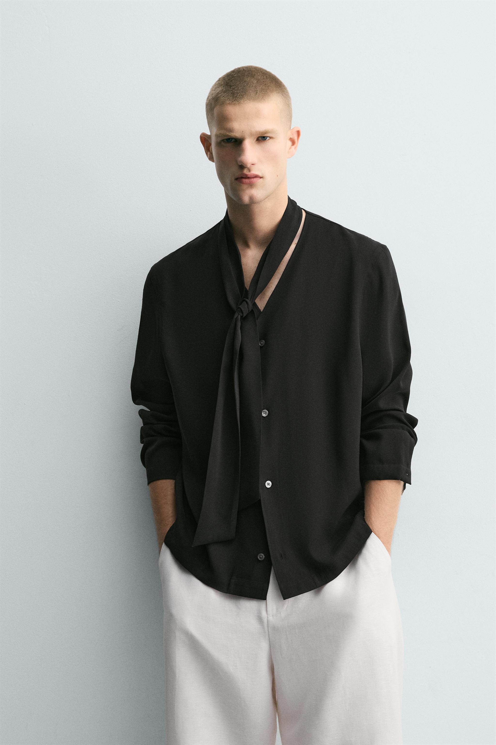 FLOWY TIE SHIRT