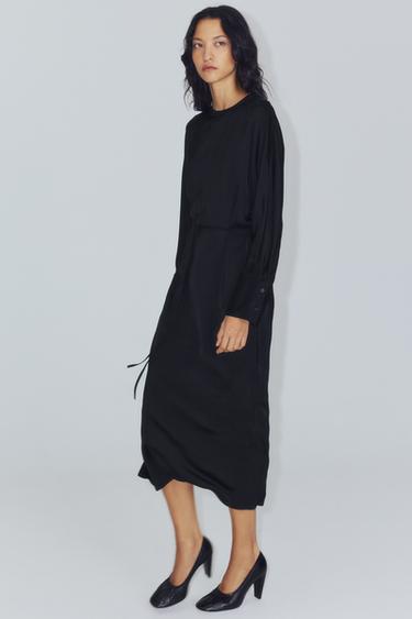 ZW COLLECTION SATIN BELT DRESS — Black 2