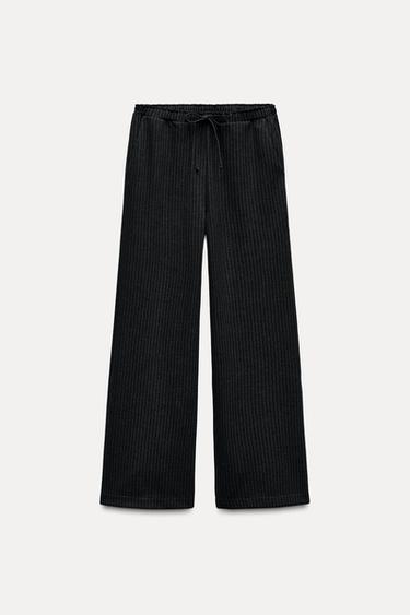 STRIPED PALAZZO TROUSERS - Grey / Beige by Zara - Image 0