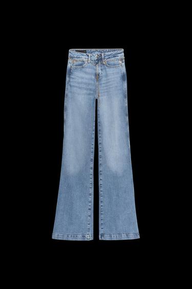 JEANS Z1975 BOOTCUT TIRO ALTO CINTURÓN CADENA - Azul de Zara - Imagen 0