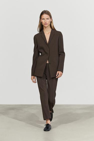 Zara Fluid wool-blend blazer - Brown