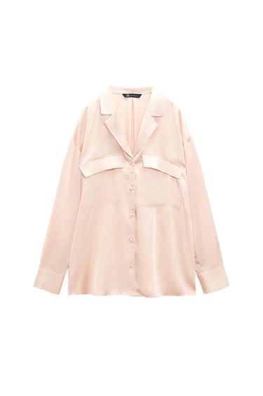 SATIN SHIRT WITH PATCH POCKETS