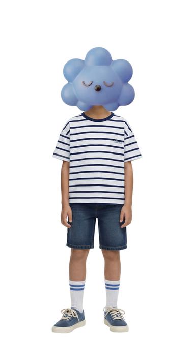 T-SHIRT RAYURES HEAVY WEIGHT INSCRIPTION - Bleus marine / Écrus de Zara