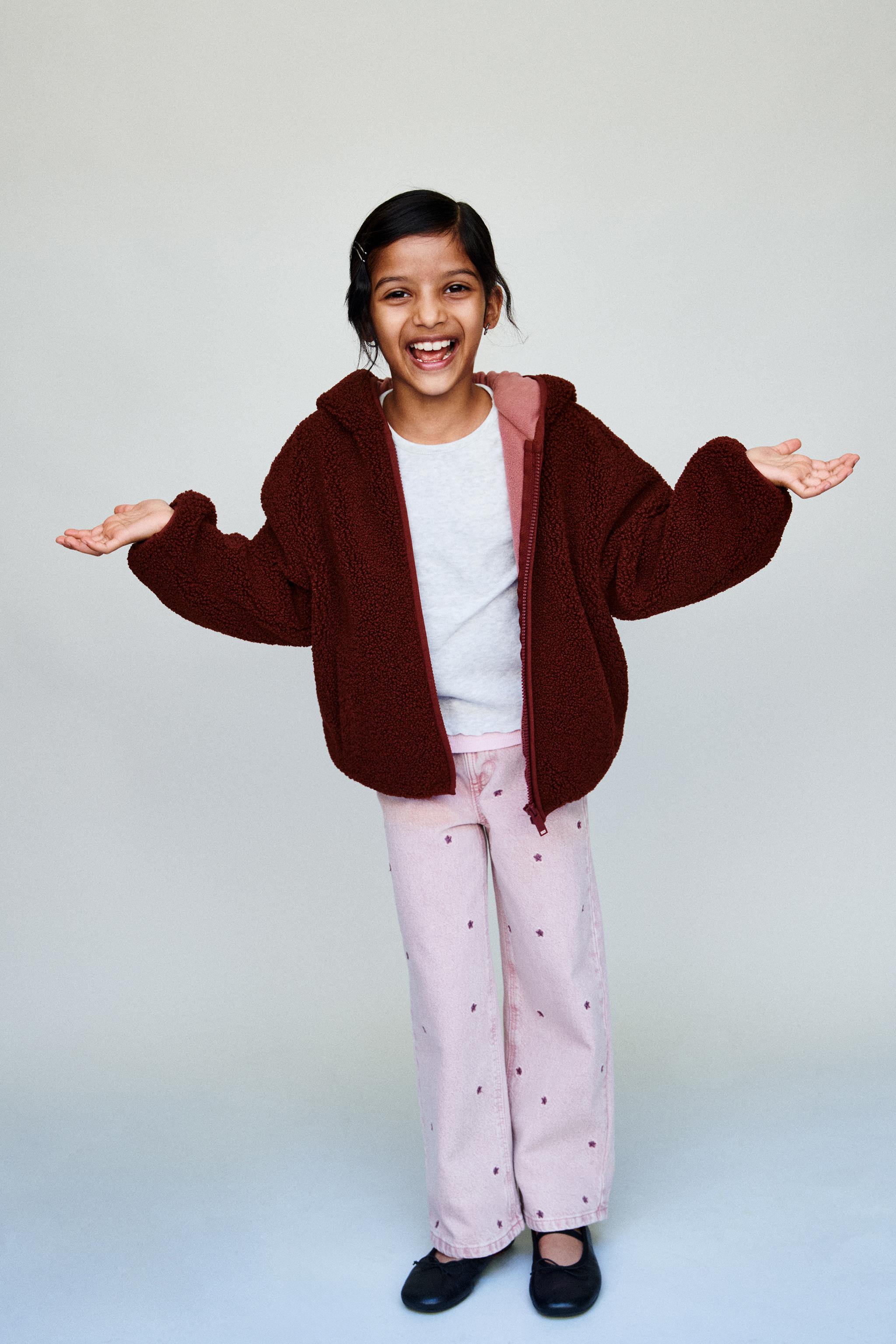 HOODED FLEECE JACKET — Dark russet